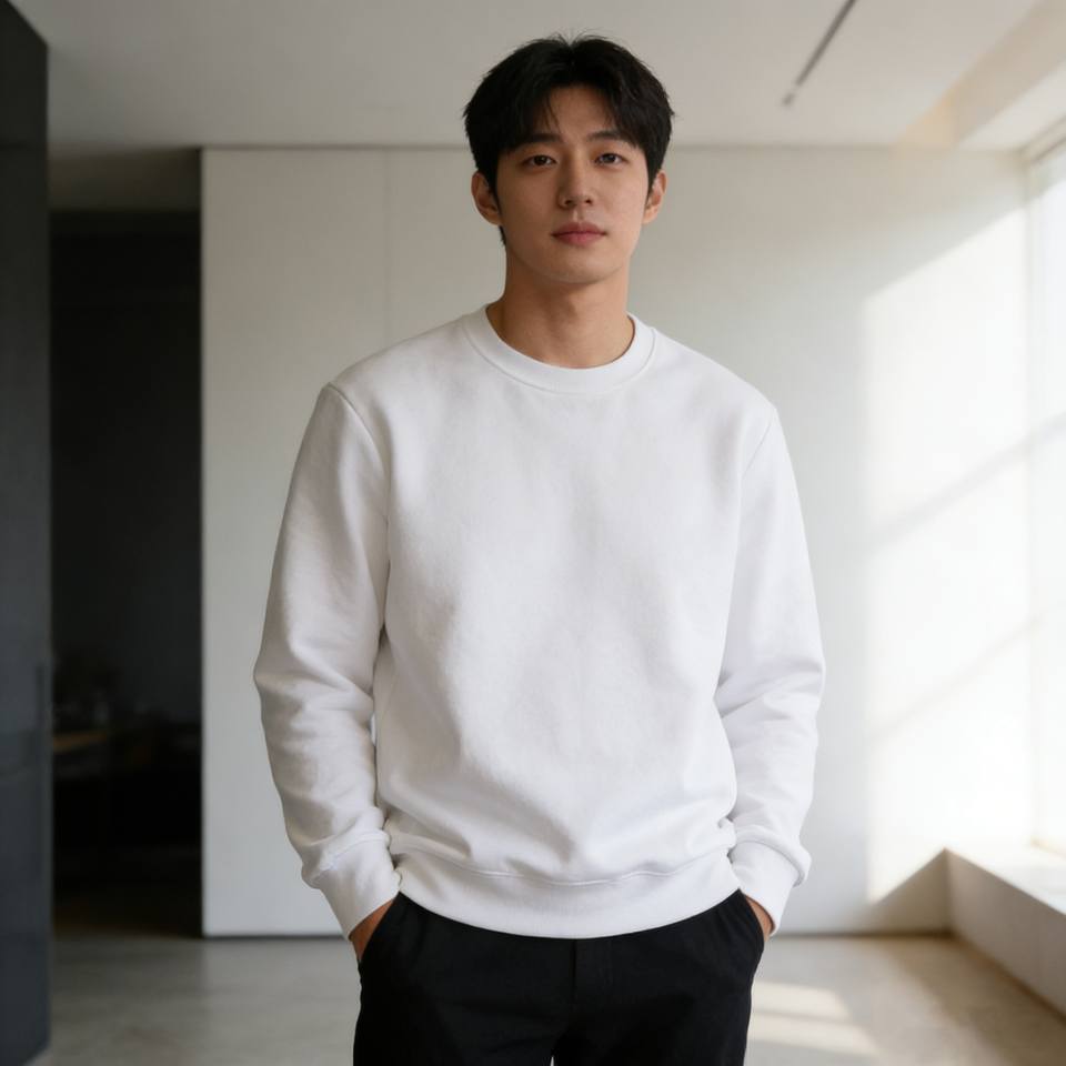 The Crew Sweatshirt in White, worn